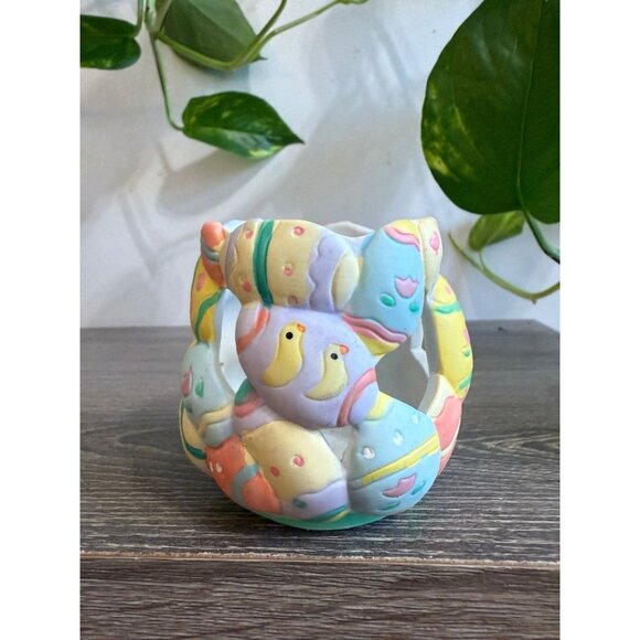 Easter Egg Chick Ceramic Candle Holder - Picture 1 of 7